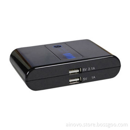 Mini power bank for iPod, camera, PSP, dual USB, 12,000MA, high capacity, colorful